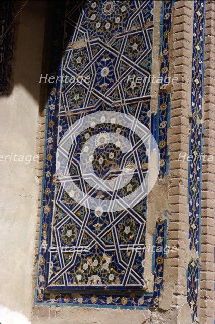 Glazed brick tiling in Shah-i-Zinda Complex, Samarkand, 14th-15th century. Artists: CM Dixon, Unknown.