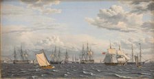 A Russian Fleet at Anchor near Elsinore, 1826. Creator: CW Eckersberg.