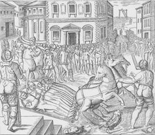 Execution of three Carthusian martyrs, Tyburn, London, 1535 (1904). Artist: Nicolas Beatrizet.