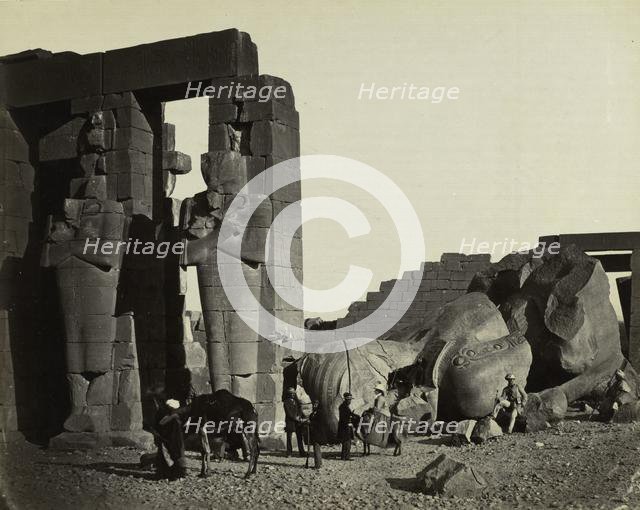 Fallen Statue at the Ramesseum, Thebes, 1857. Creator: Francis Frith (British, 1822-1898); William Mackenzie.
