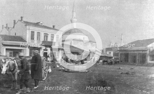 'Sur la route de Monastir; un coin de la Grande Place de Monastir', 1916. Creator: Unknown.
