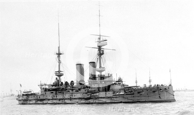 HMS 'Bulwark', British battleship, c1899-1914. Artist: Unknown
