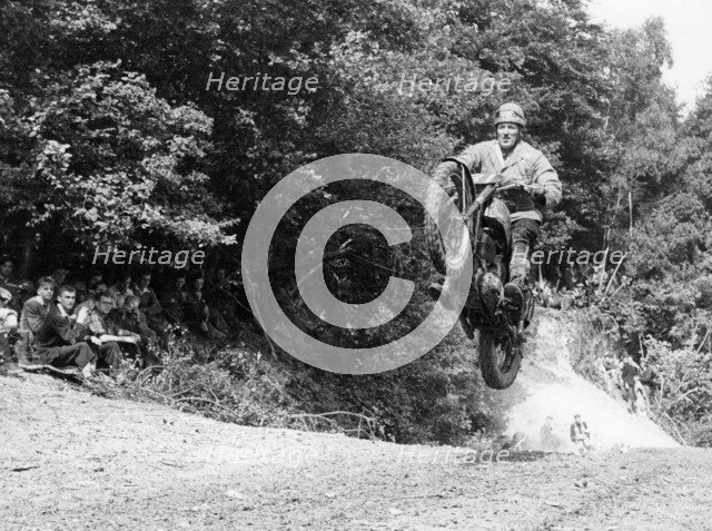 BSA motorbike competing in the Motocross des Nations, 1952. Artist: Unknown
