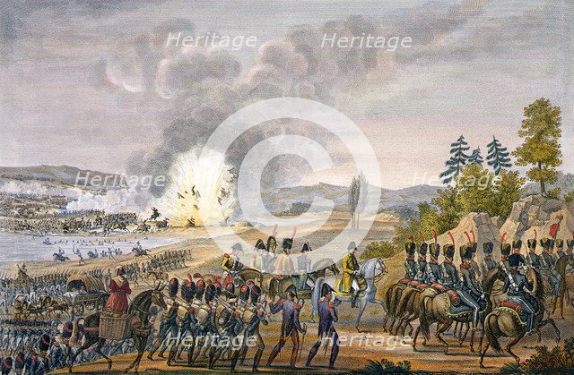 The French retreat after the Battle of Leipzig, Germany, 19th October 1813. Artist: Francois Pigeot