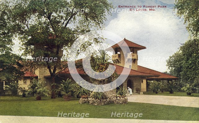 Entrance to Forest Park, St Louis, Missouri, USA, 1910. Artist: Unknown