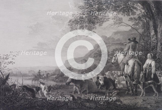 Evening, a composition, c.1832. Creators: Edward Goodall, Aelbert Cuyp.