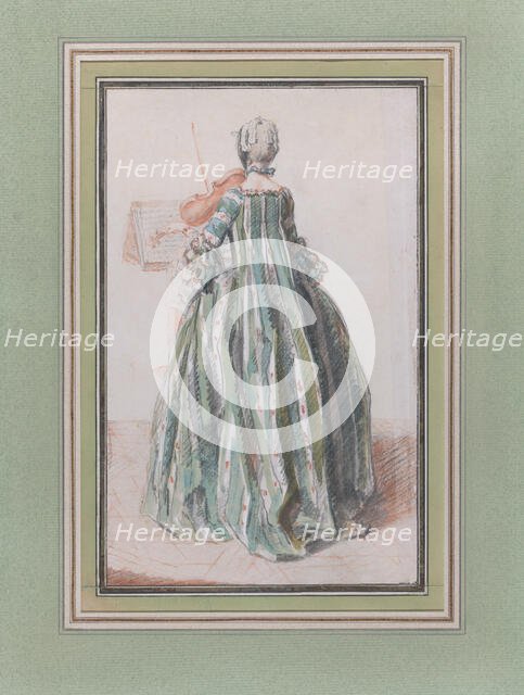 Woman Playing the Violin, Seen from the Back, ca. 1758-59. Creator: Louis de Carmontelle.