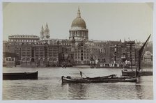 A view from Bankside looking across the River Thames towards Paul’s Wharf and St Paul’s…, 1880-1899. Creator: GW Wilson and Company.