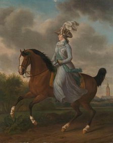 Frederika Sophia Wilhelmina of Pruissia (1751-1820), Equestrian portrait of the Wife of Prince Wille Creator: Tethart Philip Christian Haag.