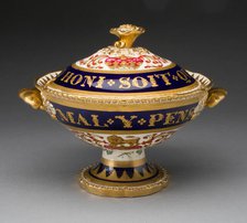 Covered Cream Bowl, London, c. 1820. Creator: Royal Worcester.