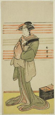 The Actor Nakamura Riko I as Osen of the Komatsuya House (?) in the Play Nanakusa..., c. 1782. Creator: Katsukawa Shunjo.