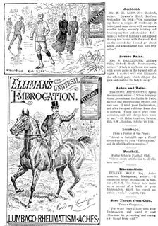 Advertisement for Elliman's Universal Embrocation, 1895. Creator: Unknown.