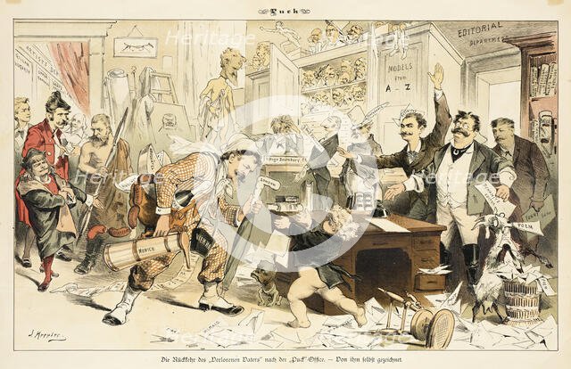 Cartoon from Puck, between 1880 and 1889. Creators: Joseph Keppler, Bernhard Gillam.