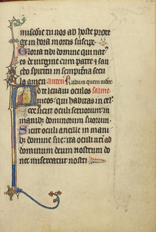 Initial A: A Kneeling Woman Praying to Christ; Ruskin Hours, about 1300. Creator: Unknown.