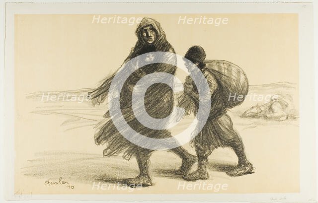 Serbian Exodus, plate twenty-one from Actualités, 1915, published January 1916. Creator: Theophile Alexandre Steinlen.