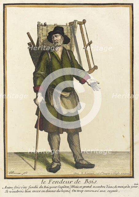 Recueil des modes de la cour de France, 'Le Fendeur de Bois', after 1674. Creators: Jean-Baptiste Bonnart, Nicolas Bonnart.