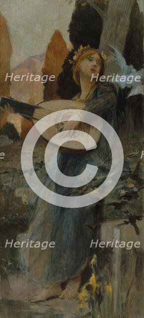 Esquisse pour le salon des Arts de l'Hôtel de Ville de Paris : La Musique, 1903. Creator: Francois Flameng.