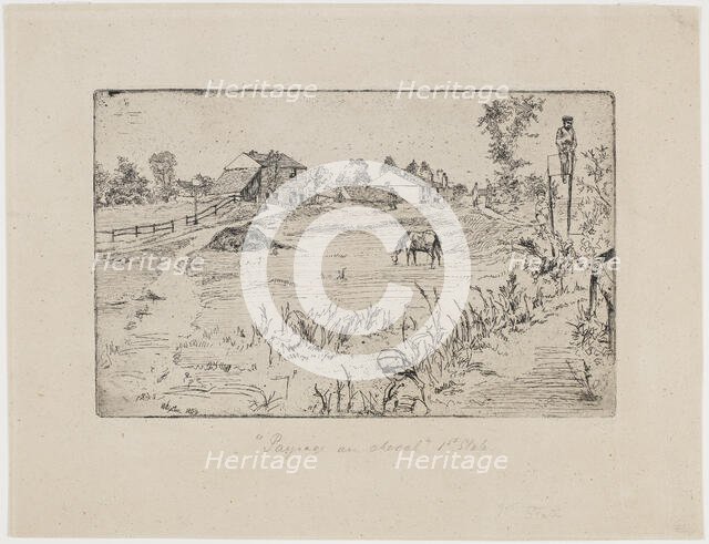 Landscape with Horses, 1859. Creator: James Abbott McNeill Whistler.