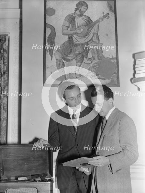 Portrait of Ahmet M. Ertegun and Nesuhi Ertegun, Turkish Embassy, Washington, D.C., ca. 1940. Creator: William Paul Gottlieb.