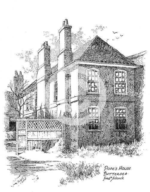 Alexander Pope's house, Battersea, London, 1912. Artist: Frederick Adcock