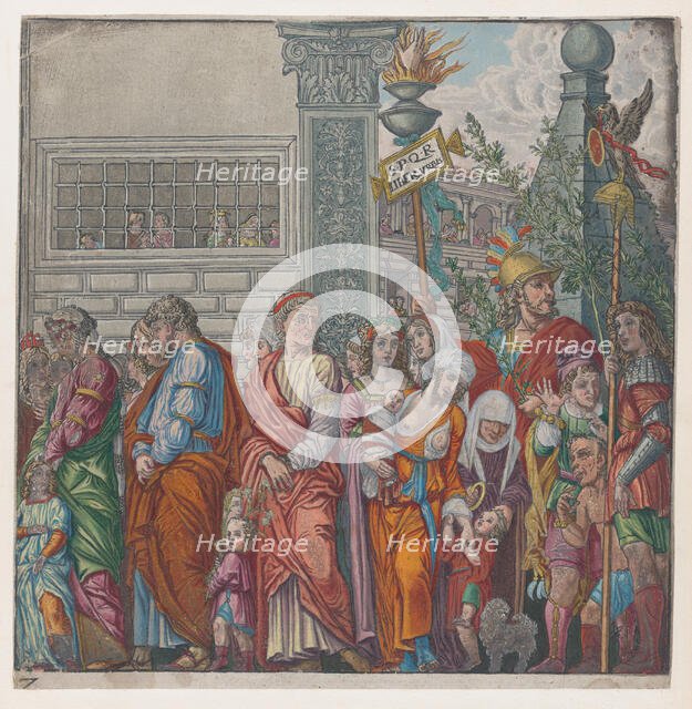 Sheet 7: Procession, from The Triumph of Julius Caesar, 1599. Creator: Andreani, Andrea (c. 1540-after 1610).