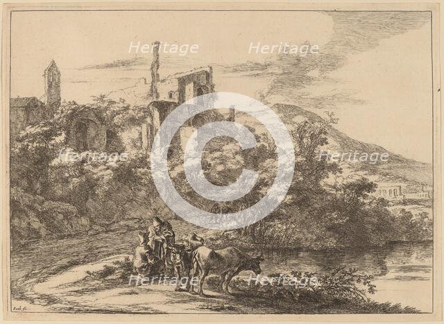 Two Cows near the River at Tivoli. Creator: Jan Dirksz Both.