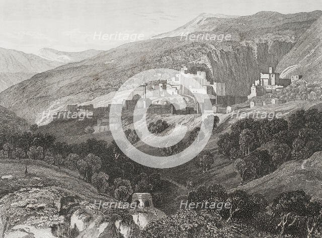 General view of the city, Nazareth, 1840. Creator: Aubert.