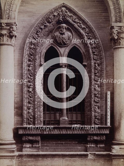 Ospedale Maggiore, Milan: a window carved with relief sculpture, c1860s. Creator: Fratelli Alinari.