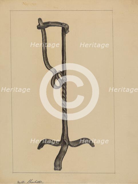 Rush Light Holder, c. 1937. Creator: Milton Grubstein.