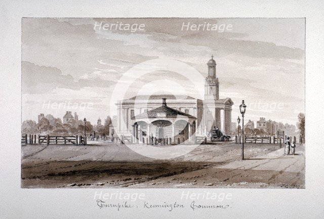 View of a turnpike at Kennington Common, Lambeth, London, 1827.            Artist: John Chessell Buckler