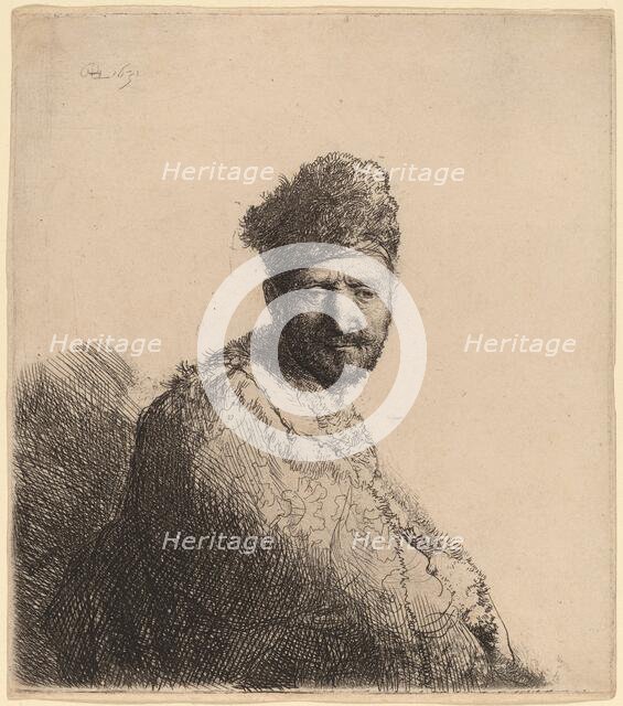 Bearded Man, in a Furred Oriental Cap and Robe: the Artist's Father, 1631. Creator: Rembrandt Harmensz van Rijn.