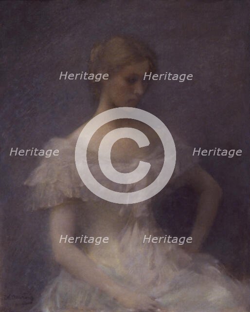 Young Girl Seated, 1896. Creator: Thomas W Dewing.