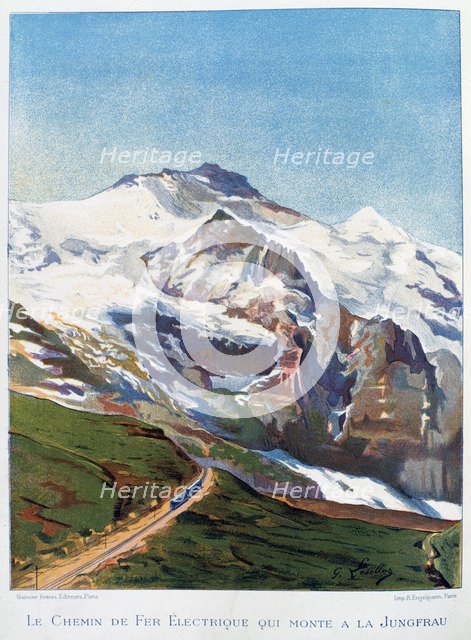 The electric railroad to Mount Jungfrau, Swiss Alps, 19th century. Artist: Gustave Francois Lasellaz