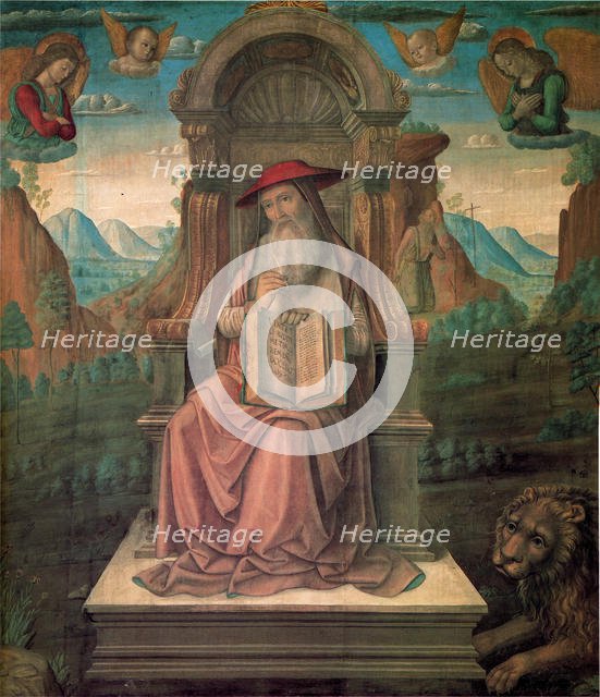 Saint Jerome Enthroned, ca 1475. Creator: Santi, Giovanni (ca 1435-1494).