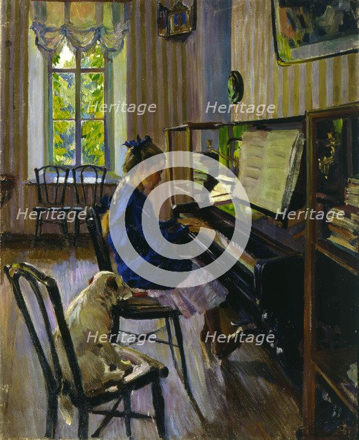 'At the Piano', 1914.  Artist: Sergey Vinogradov