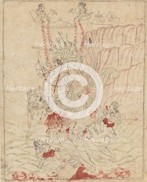 The Goddess Durga Killing the Buffalo Demon, Mahisha (Mahishasura Mardini), ca. 1760. Creator: Unknown.