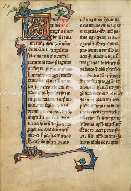 Decorated Initial V; De Natura Avium; De Pastoribus et Ovibus, 1277 or after. Creator: Unknown.