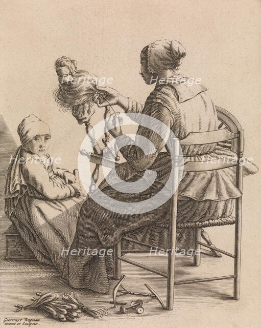 A Woman Spinning, Plate 4 from Five Feminine Occupations, ca. 1640-57. Creator: Geertruydt Roghman.