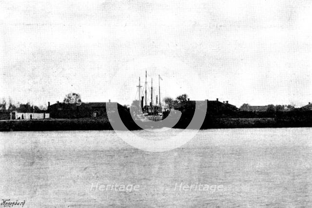 The War in Eastern Asia: entering Niuchuang Dock, November 5, 1895. Creator: Unknown.