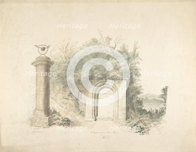 Title Page to a Group of Plans, Elevations and Scenic Interiors of Lea Castle, Worcestershire..., 18 Creator: Attributed to John Carter.