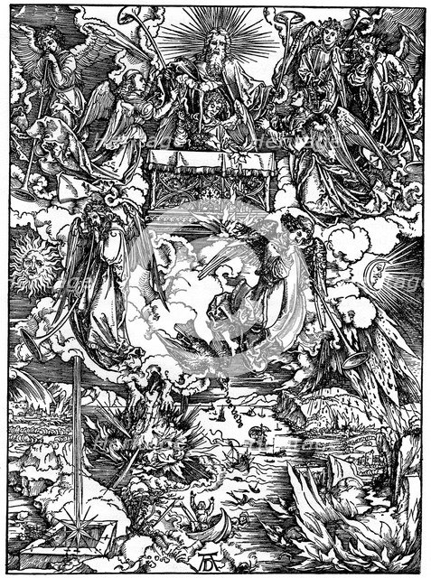 'The Opening of the Seventh Seal, The Seven Angels with the trumpets', 1498, (1936). Artist: Albrecht Dürer