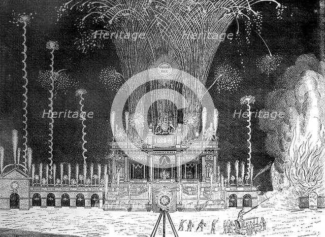 Fireworks at Green Park, St James's, April 27th, 1749. Artist: Unknown