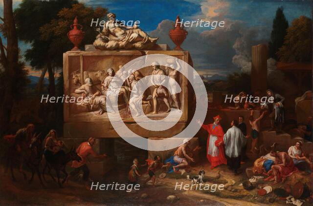 Fantasy landscape with St Charles Borromeo, c.1700-c.1720. Creator: Henry Ferguson.