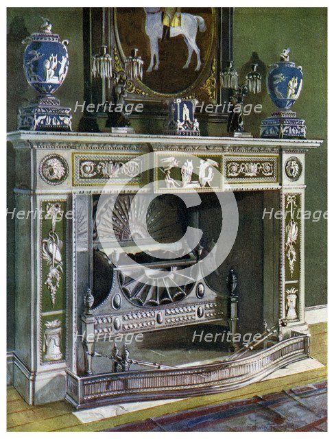 Wedgwood Flaxman chimneypiece, Fontainebleau, France, 1911-1912.Artist: Edwin Foley