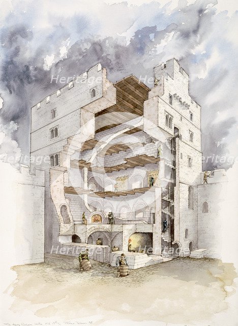 Norham Castle, mid 15th century, (1990-2010) Artist: Peter Dunn.