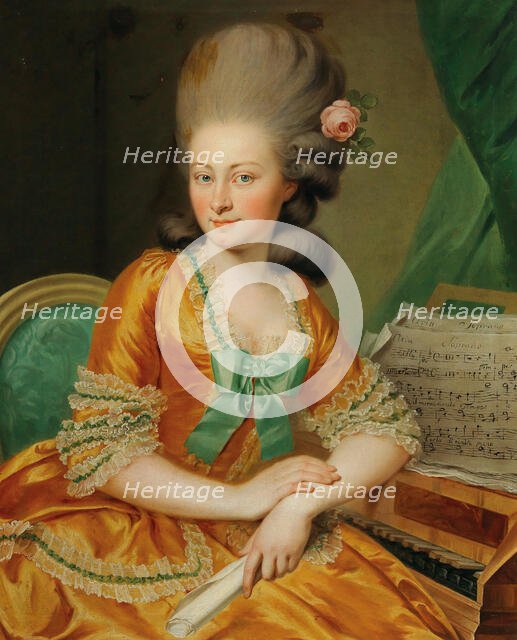 Portrait of a singer at the harpsichord. Creator: Weikert, Georg (1743/45-1799).