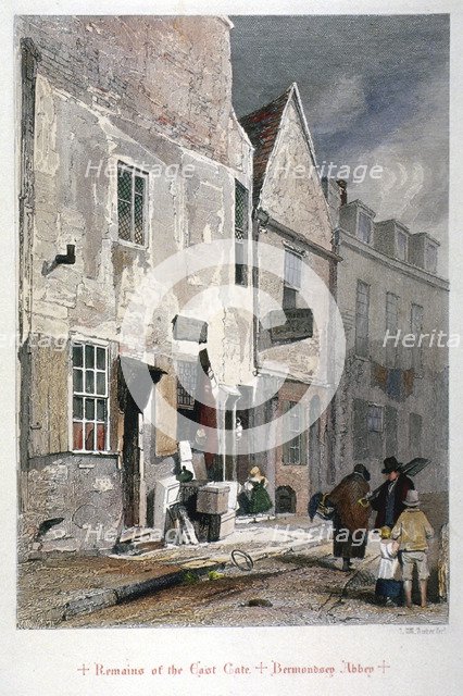 View of the east gate remains of the Abbey of St Saviour, Bermondsey, London, 1851. Artist: John Wykeham Archer