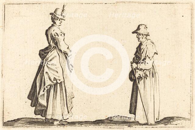 Two Women in Profile, c. 1622. Creator: Jacques Callot.