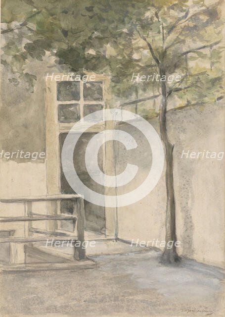 View of a courtyard from the artist's studio in Kazernestraat in The Hague, 1834-1903. Creator: Jan Hendrik Weissenbruch.