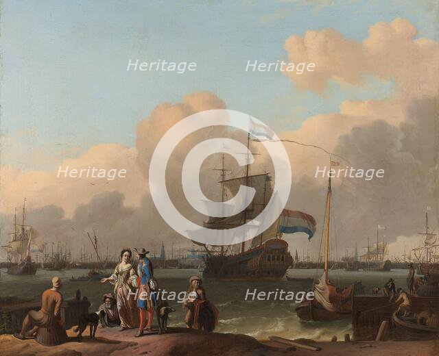 The Y at Amsterdam, with the Frigate 'De Ploeg', 1680-1708. Creator: Ludolf Bakhuizen.